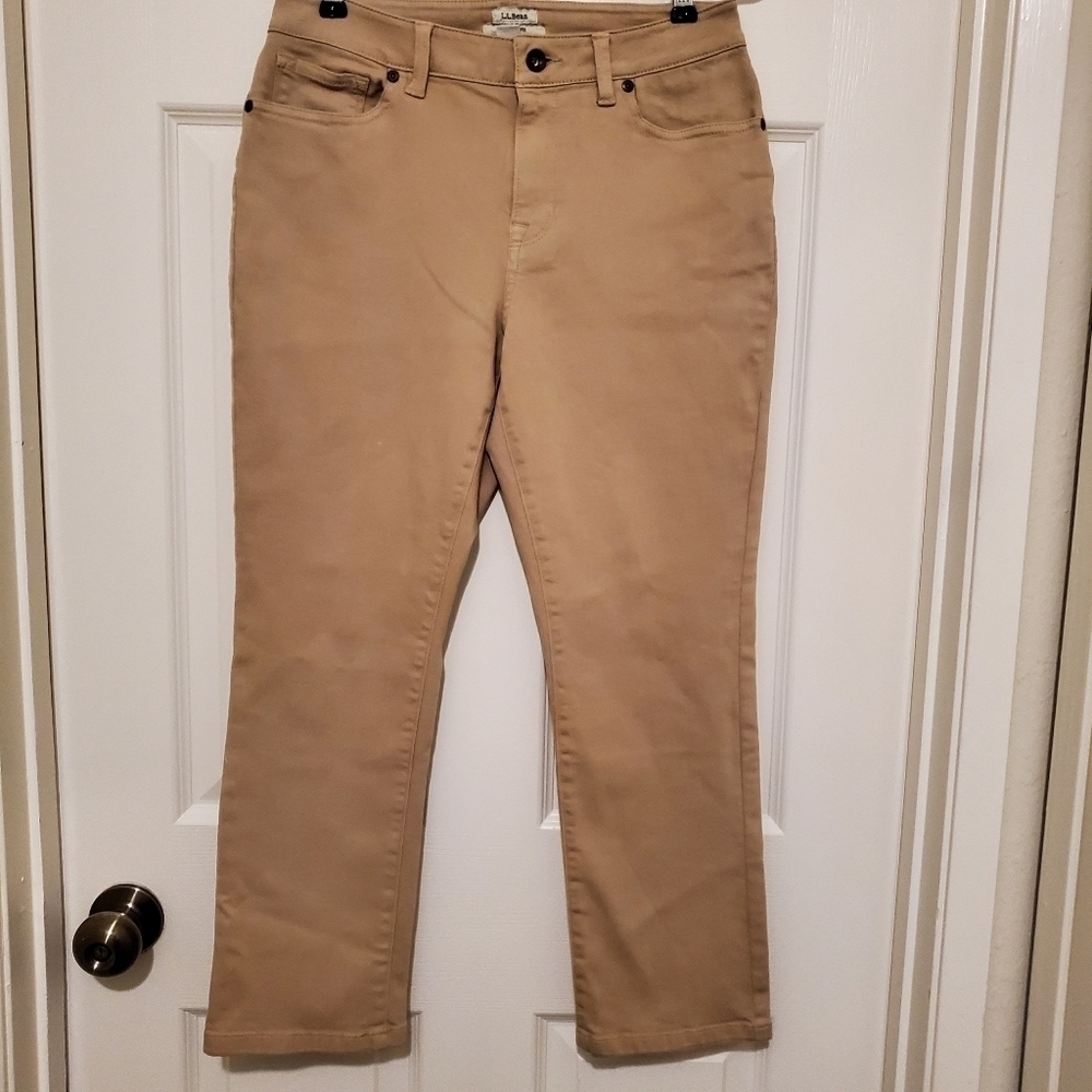 L.L Bean Womens Pant 6P Classic Fit Straight Leg Tan Cotton